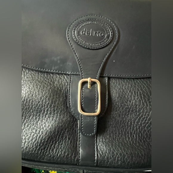 Vintage Del Rio Black Genuine Leather Saddle Crossbody Shoulder Bag - Picture 3 of 16